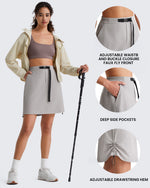 G4Free - G4Free Strowen 18" Hiking Cargo Skirt Elastic Waist 2 Pockets Quick Dry -GF26S953A001A-S-GF26S953A001B-M-GF26S953A001C-L-GF26S953A001D-XL-GF26S953A001F-XS