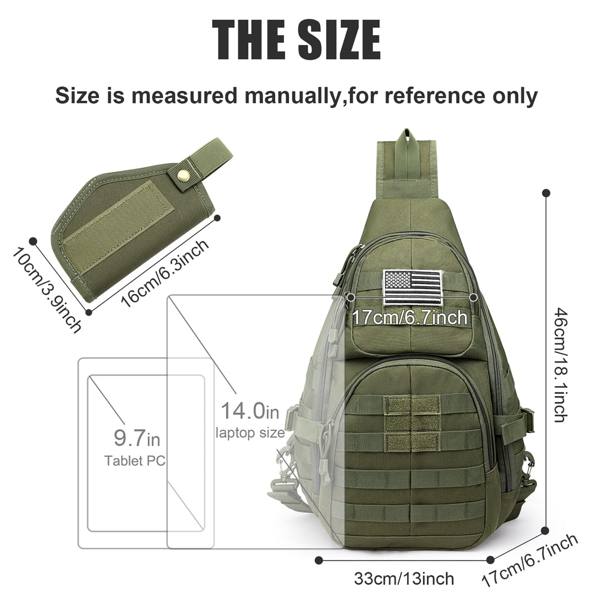 G4Free - G4Free Tactical EDC Military Rover Sling Bag Pack with Pistol Holster -D02V760D-D02V760A-D02V760C
