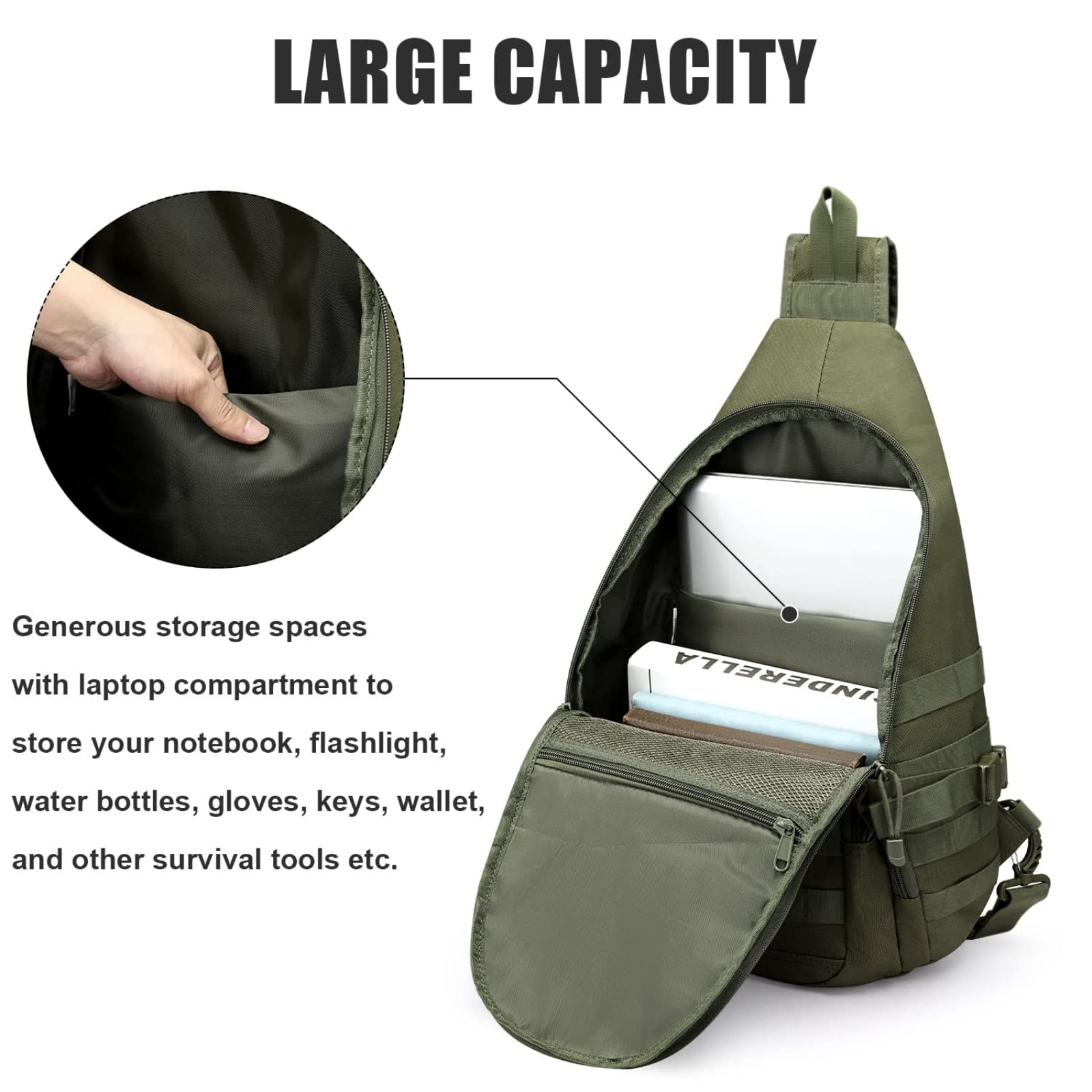 G4Free - G4Free Tactical EDC Military Rover Sling Bag Pack with Pistol Holster -D02V760D-D02V760A-D02V760C