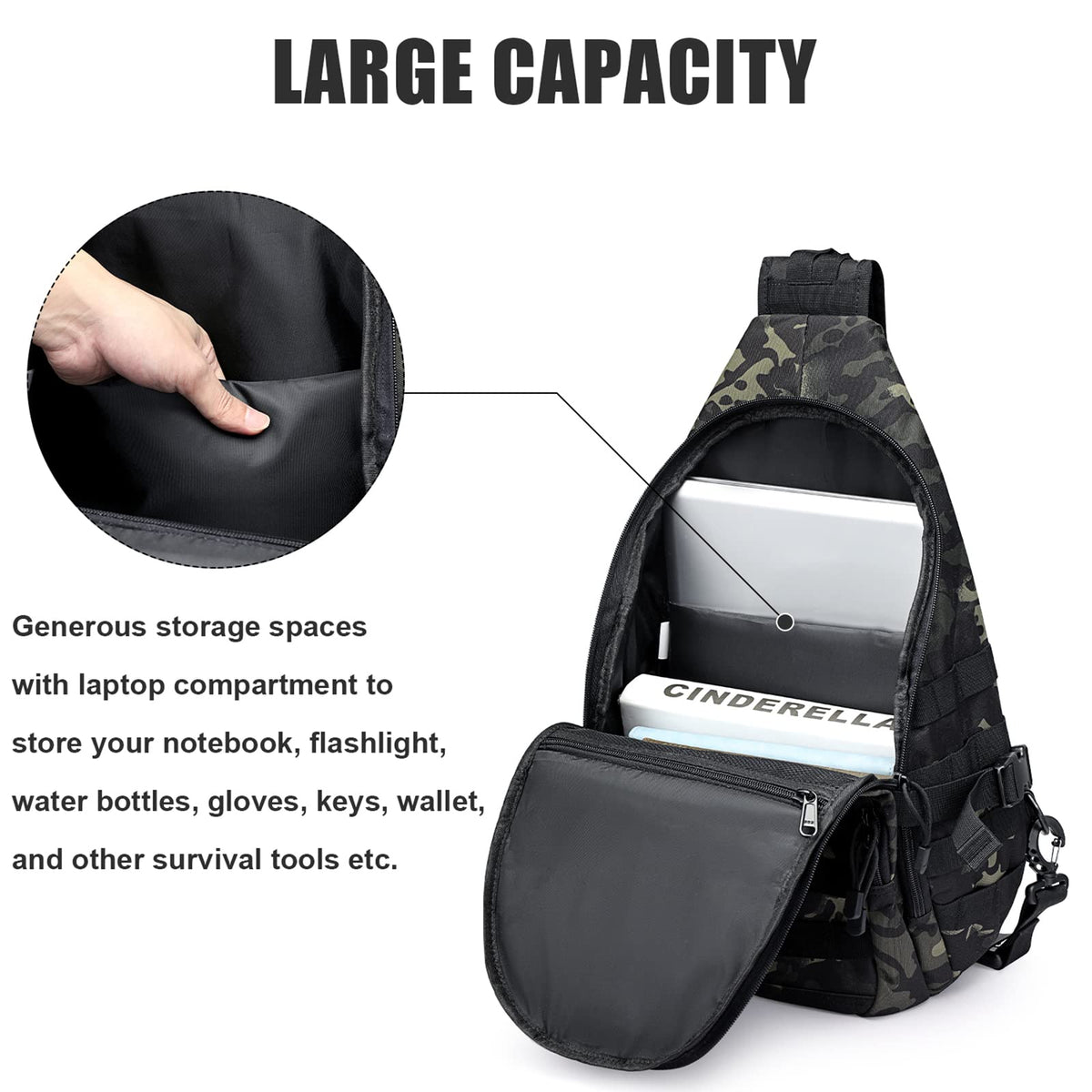 G4Free - G4Free Tactical EDC Military Rover Sling Bag Pack with Pistol Holster -D02V760D-D02V760A-D02V760C