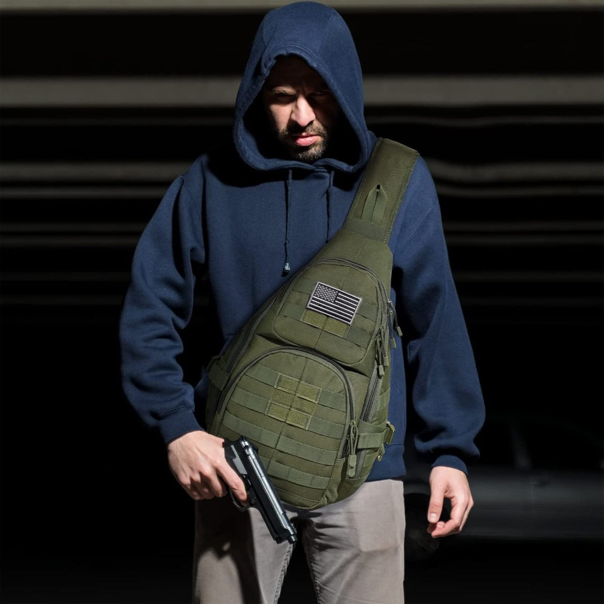 G4Free - G4Free Tactical EDC Military Rover Sling Bag Pack with Pistol Holster -D02V760D-D02V760A-D02V760C