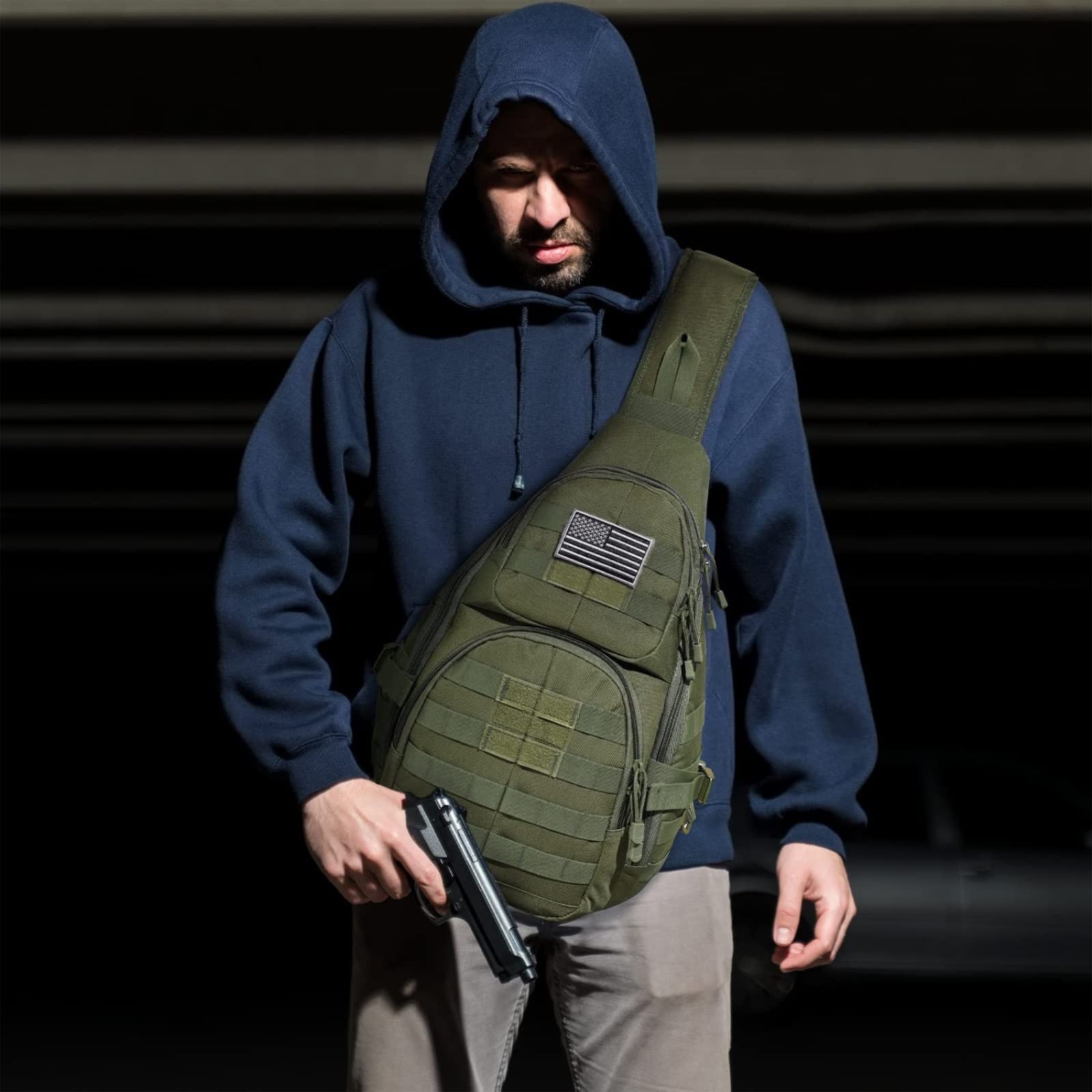 G4Free - G4Free Tactical EDC Military Rover Sling Bag Pack with Pistol Holster -D02V760D-D02V760A-D02V760C