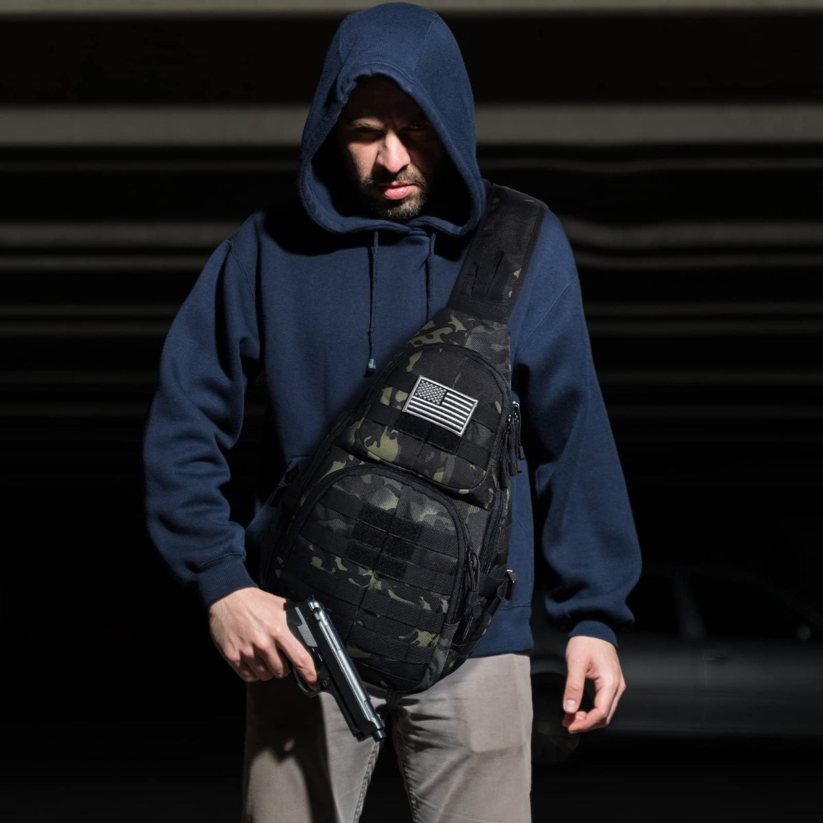 G4Free - G4Free Tactical EDC Military Rover Sling Bag Pack with Pistol Holster -D02V760D-D02V760A-D02V760C