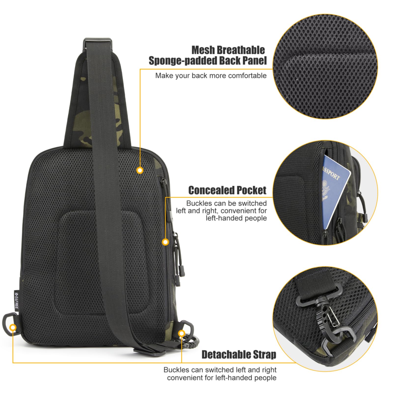 G4Free - G4Free Tactical Military Rover Shoulder Sling Pack -TN22B161B-TN22B161C-TN22B161A