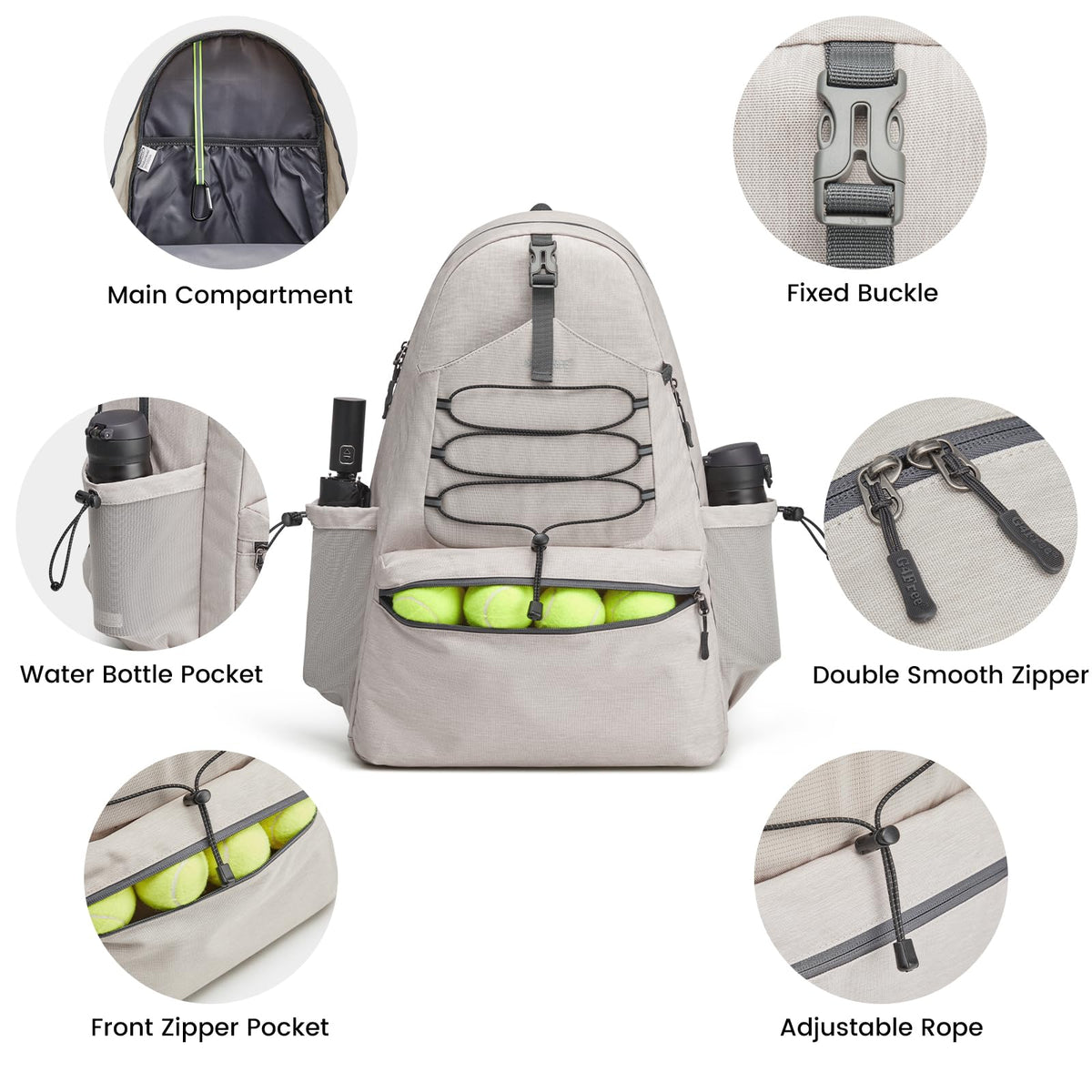 G4Free - G4Free Tennis Backpack Holds 4 Rackets with Shoe Compartment -TN24B327B-TN24B327C