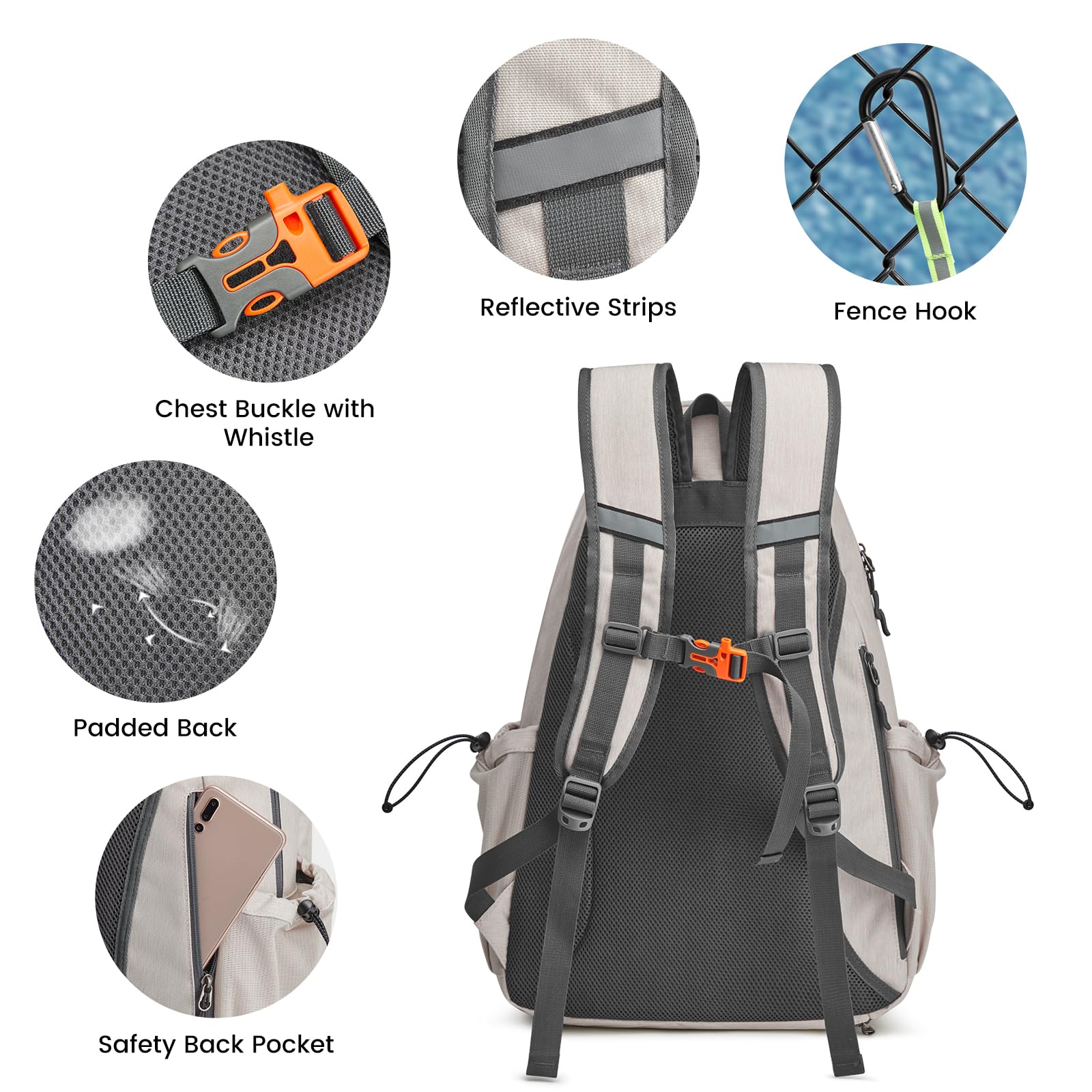 G4Free - G4Free Tennis Backpack Holds 4 Rackets with Shoe Compartment -TN24B327B-TN24B327C