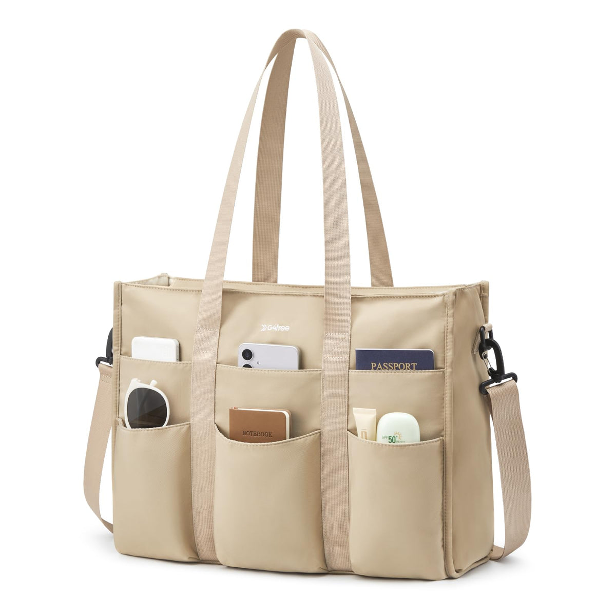 G4Free - G4Free Tote Bag, Multi-Compartment Large Capacity with Zipper Top Handle -TN24B476B-TN24B476A-TN24B476C