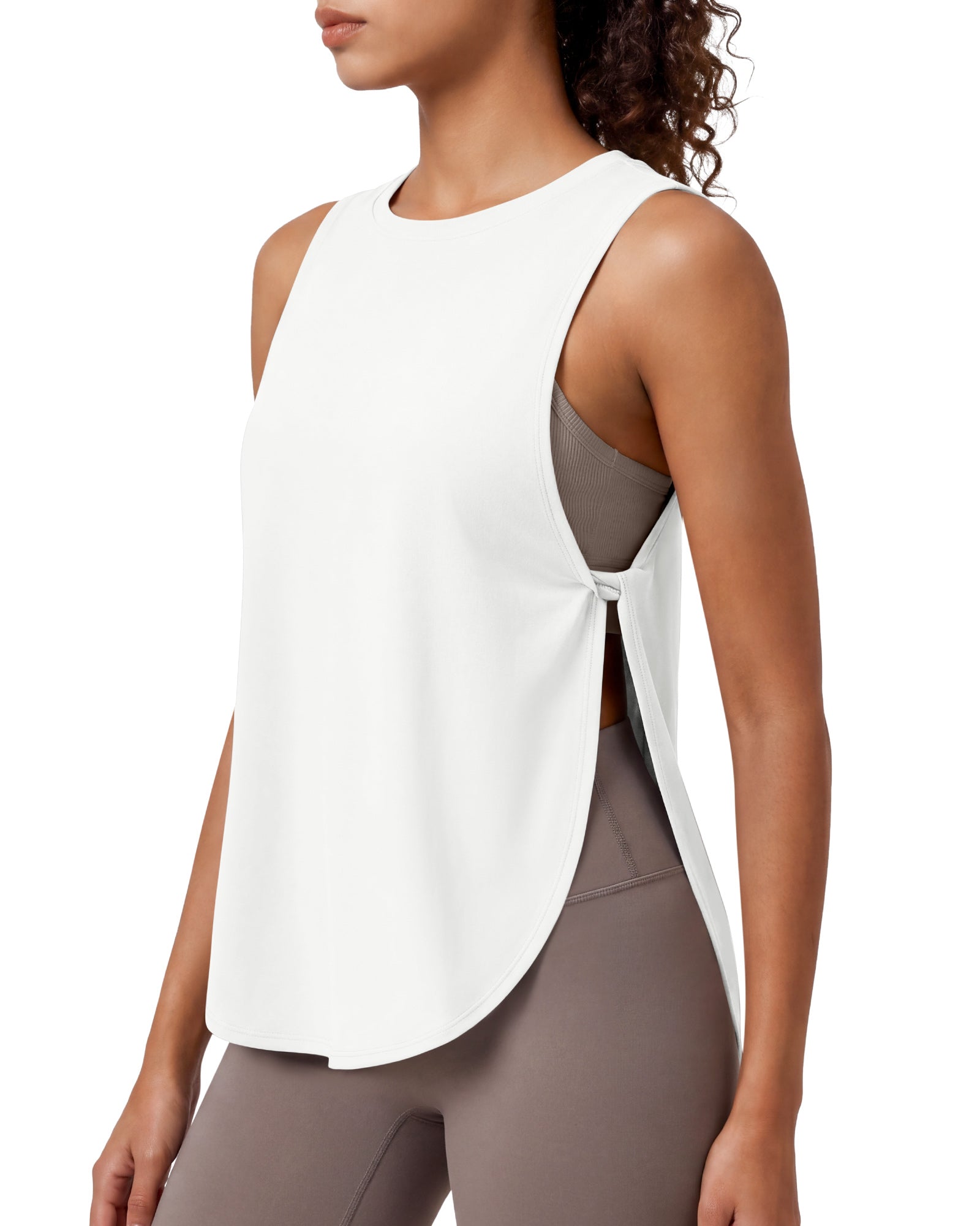 G4Free - G4Free UPF 50+ High Neck Loose Fit Side Slit Muscle Tank for Workout -GF26L990A001A-S-GF26L990A001B-M-GF26L990A001C-L-GF26L990A001D-XL-GF26L990A001E-XXL