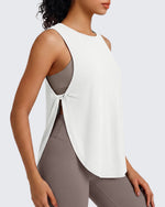 G4Free - G4Free UPF 50+ High Neck Loose Fit Side Slit Muscle Tank for Workout -GF26L990A001A-S-GF26L990A001B-M-GF26L990A001C-L-GF26L990A001D-XL-GF26L990A001E-XXL