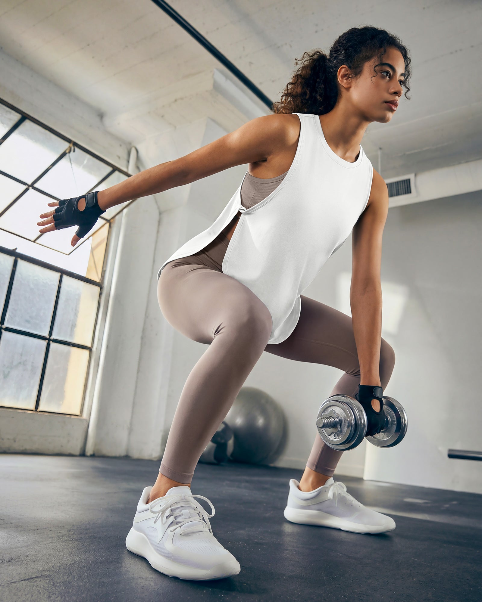 G4Free - G4Free UPF 50+ High Neck Loose Fit Side Slit Muscle Tank for Workout -GF26L990A001A-S-GF26L990A001B-M-GF26L990A001C-L-GF26L990A001D-XL-GF26L990A001E-XXL