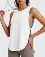 G4Free - G4Free UPF 50+ High Neck Loose Fit Side Slit Muscle Tank for Workout -GF26L990A001A-S-GF26L990A001B-M-GF26L990A001C-L-GF26L990A001D-XL-GF26L990A001E-XXL