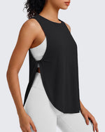 G4Free - G4Free UPF 50+ High Neck Loose Fit Side Slit Muscle Tank for Workout -GF26L990A001A-S-GF26L990A001B-M-GF26L990A001C-L-GF26L990A001D-XL-GF26L990A001E-XXL