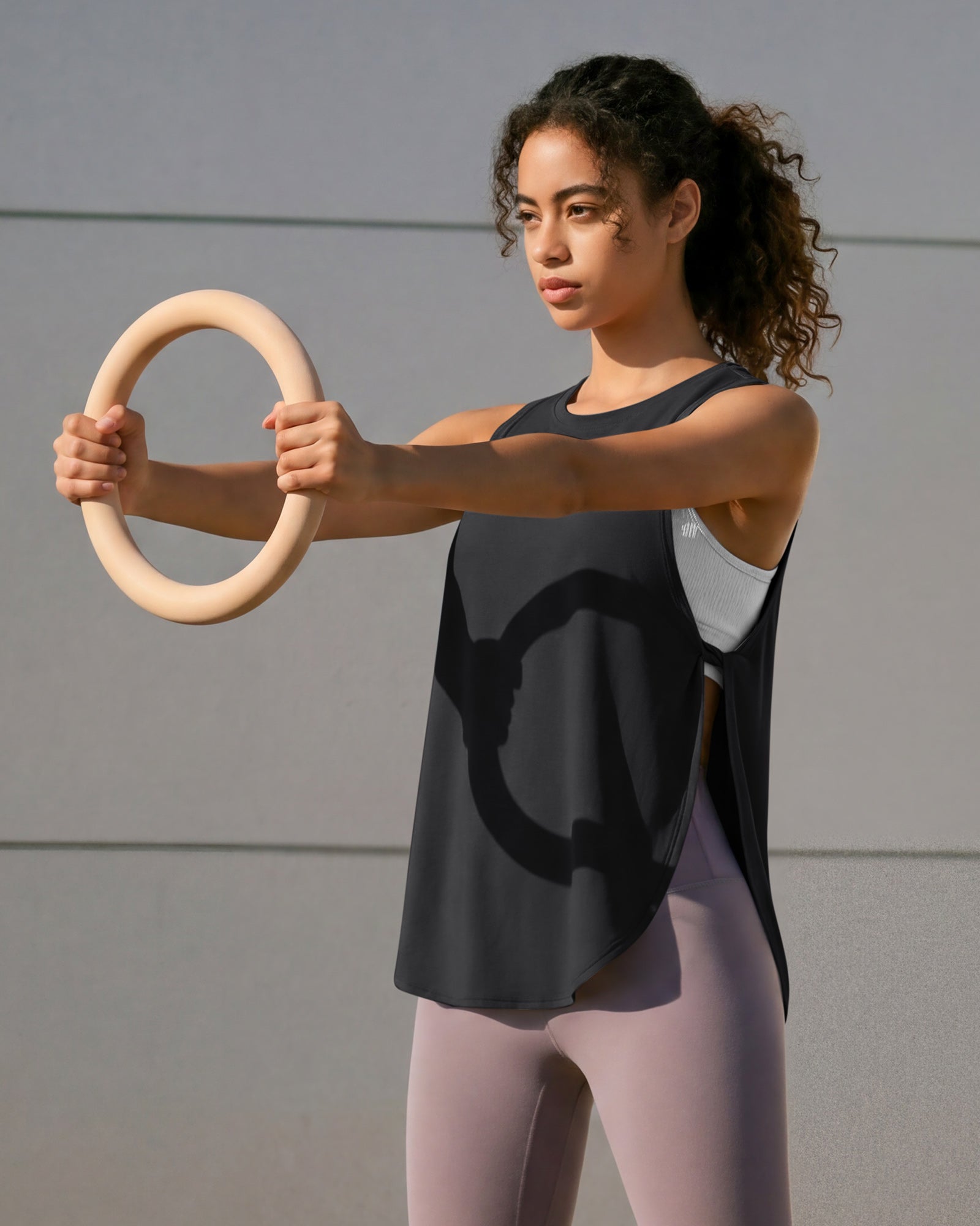 G4Free - G4Free UPF 50+ High Neck Loose Fit Side Slit Muscle Tank for Workout -GF26L990A001A-S-GF26L990A001B-M-GF26L990A001C-L-GF26L990A001D-XL-GF26L990A001E-XXL