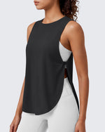G4Free - G4Free UPF 50+ High Neck Loose Fit Side Slit Muscle Tank for Workout -GF26L990A001A-S-GF26L990A001B-M-GF26L990A001C-L-GF26L990A001D-XL-GF26L990A001E-XXL