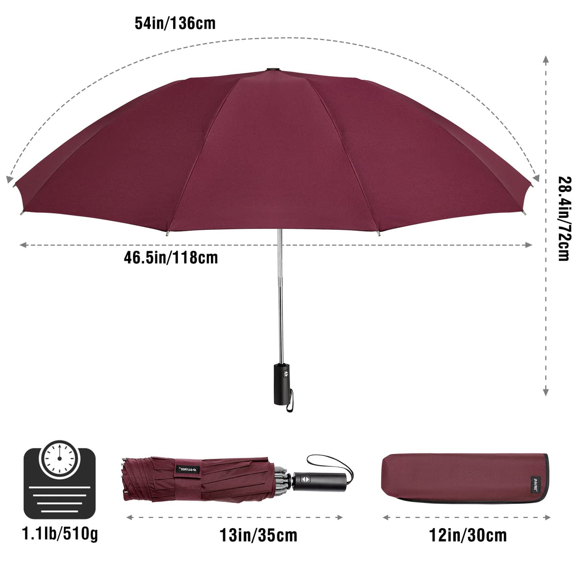 G4Free - G4Free UPF 50+ UV Protection 54 Inch Large Reverse Travel Umbrella -NT21A010B-NT21A010A-NT21A010C-NT21A010D-NT22A170A