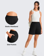 G4Free - G4Free Waffle Knit 4'' High Waisted Shorts with Pockets -GF26E958A001A-S-GF26E958A001B-M-GF26E958A001C-L-GF26E958A001D-XL-GF26E958A001E-XXL