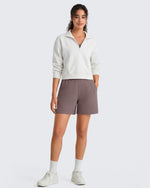 G4Free - G4Free Waffle Knit 4'' High Waisted Shorts with Pockets -GF26E958A001A-S-GF26E958A001B-M-GF26E958A001C-L-GF26E958A001D-XL-GF26E958A001E-XXL