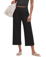G4Free - G4Free Waffle Wide Leg Capri Pants Cropped Sweatpants -GF26J925A001A-S-GF26J925A001B-M-GF26J925A001C-L-GF26J925A001D-XL-GF26J925A001E-XXL