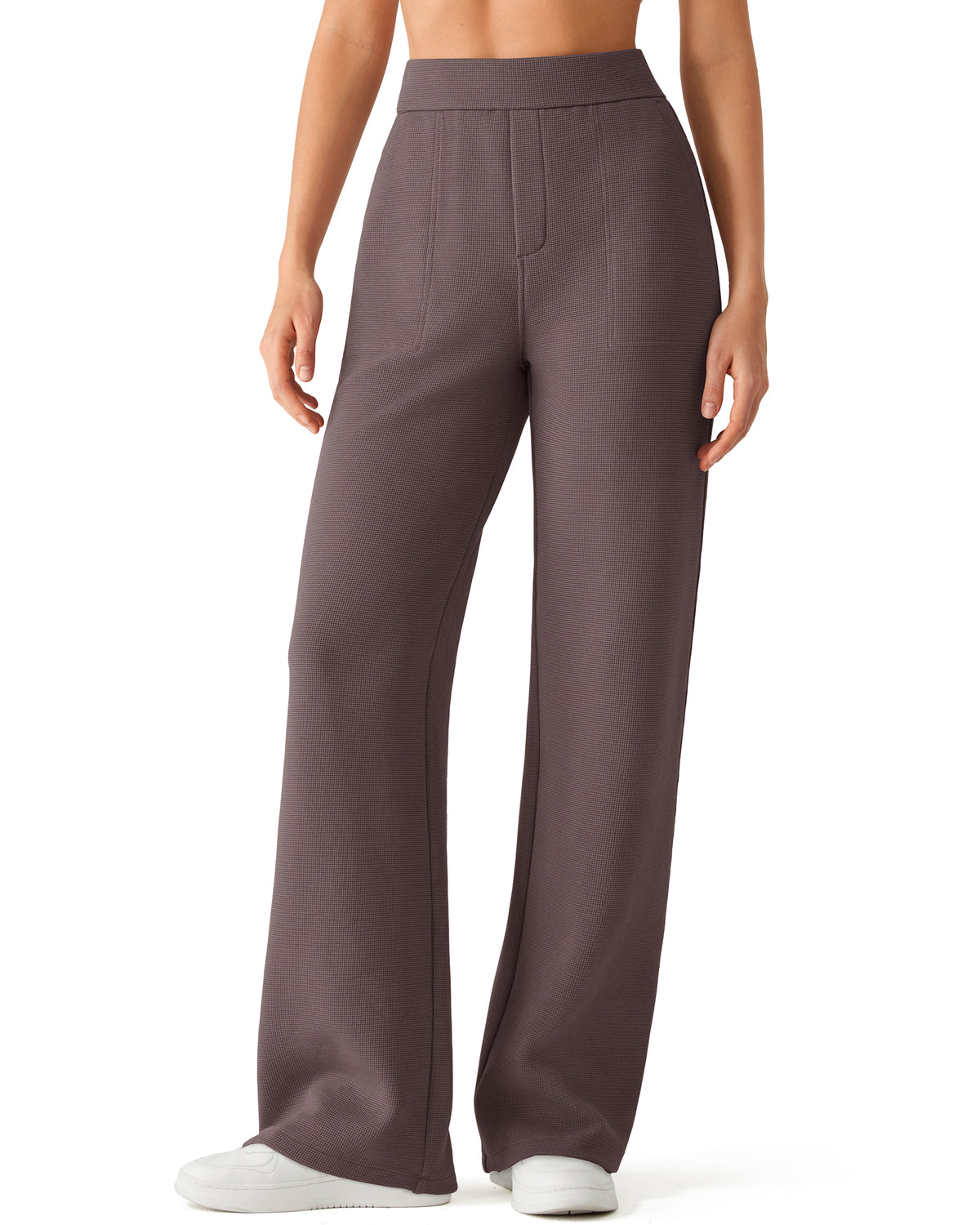 G4Free - G4Free Waffle Wide Leg Pull On Dress Pants High Waisted Stretchy -GF26J871A001A-S-GF26J871A001B-M-GF26J871A001C-L-GF26J871A001D-XL-GF26J871A001E-XXL