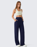 G4Free - G4Free Waffle Wide Leg Pull On Dress Pants High Waisted Stretchy -GF26J871A001A-S-GF26J871A001B-M-GF26J871A001C-L-GF26J871A001D-XL-GF26J871A001E-XXL