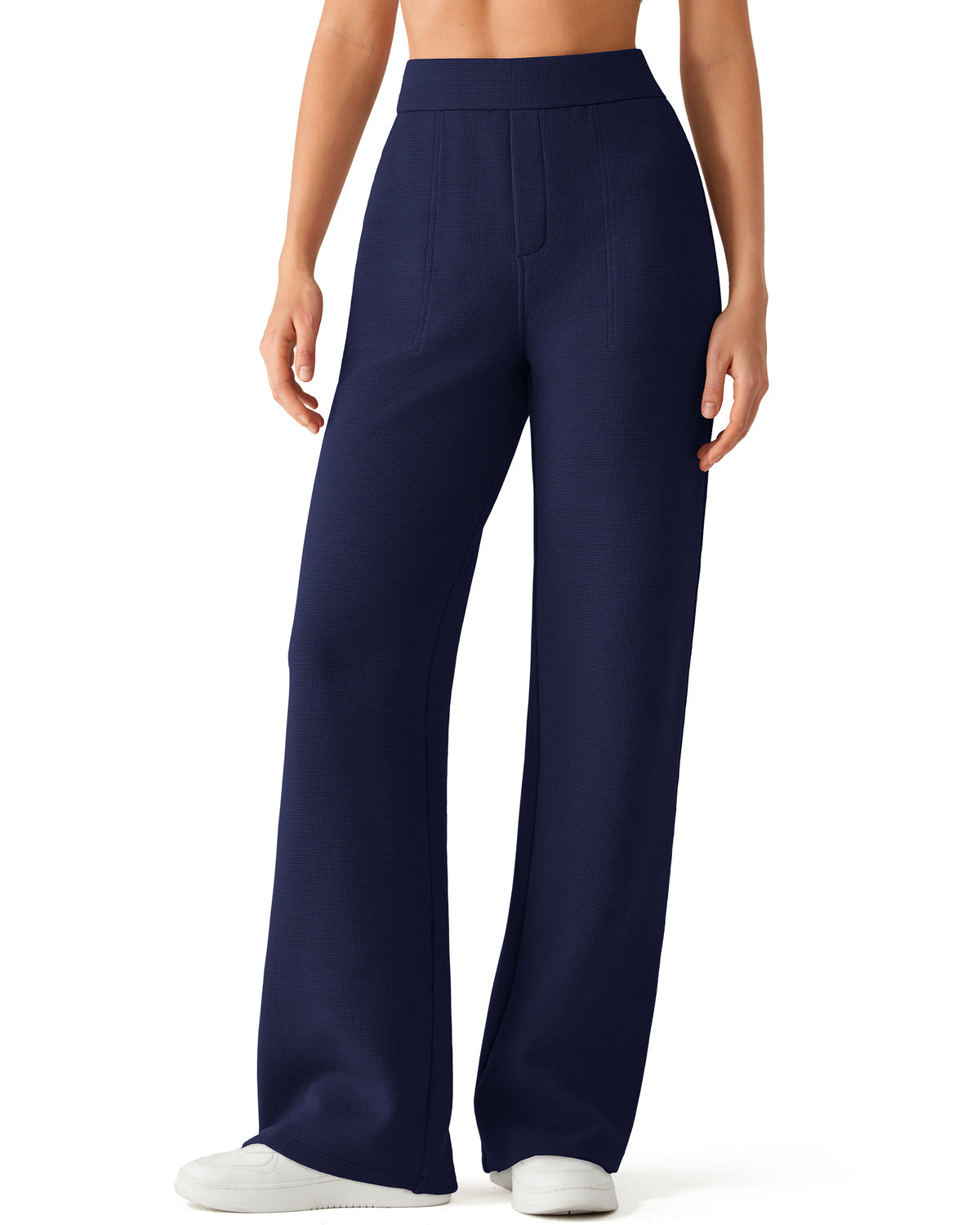 G4Free - G4Free Waffle Wide Leg Pull On Dress Pants High Waisted Stretchy -GF26J871A001A-S-GF26J871A001B-M-GF26J871A001C-L-GF26J871A001D-XL-GF26J871A001E-XXL