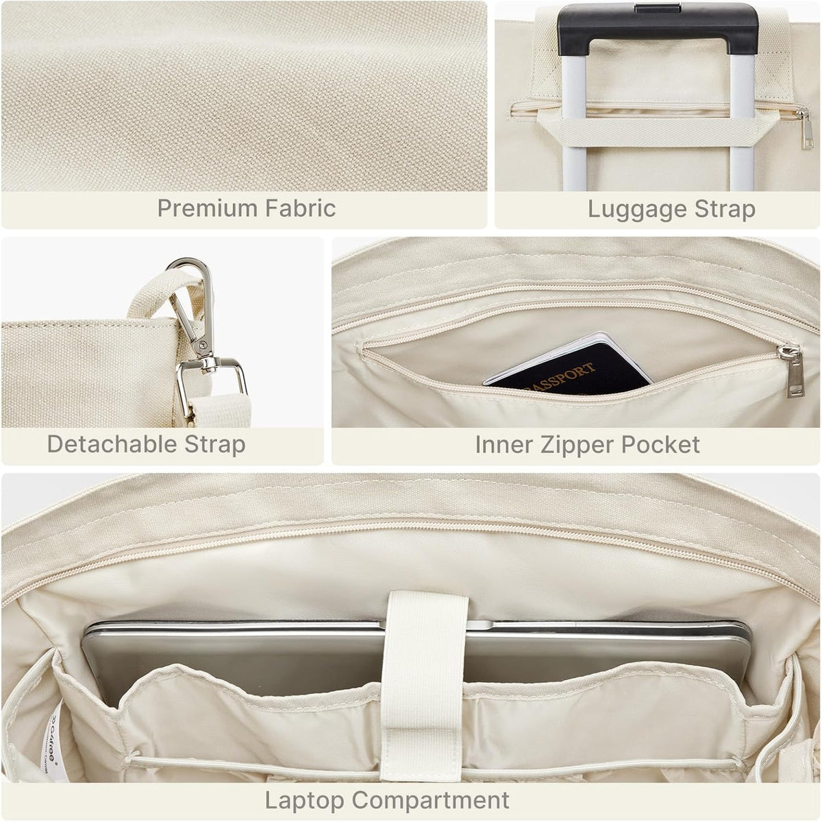 G4Free - G4free Large Zipper Canvas Tote Bag With Laptop Sleeve -TN24B474B-TN24B474C-TN24B474A