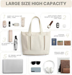 G4Free - G4free Large Zipper Canvas Tote Bag With Laptop Sleeve -TN24B474B-TN24B474C-TN24B474A