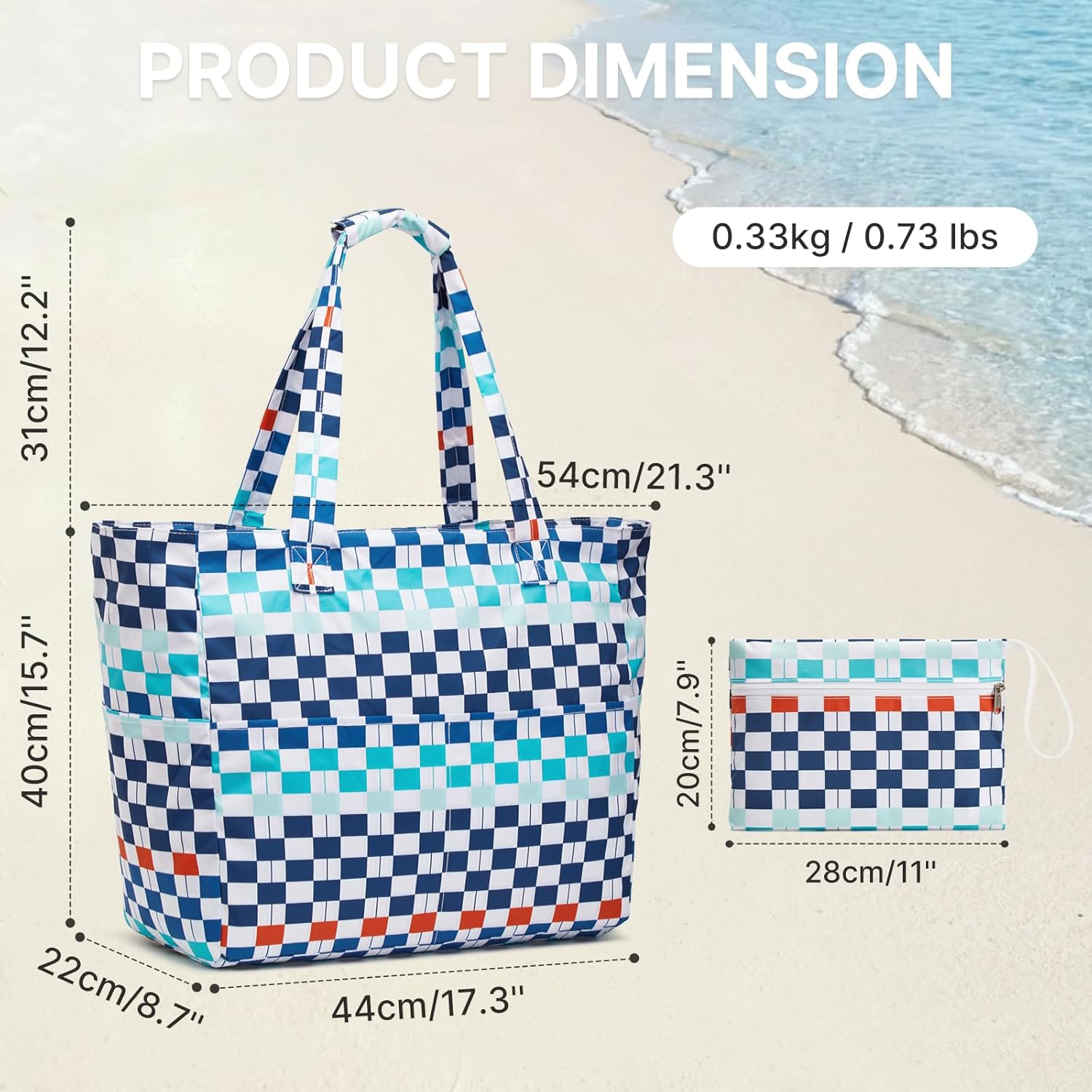 G4Free - Large Foldable Waterproof Sandproof Beach Tote Bag with Zipper -TN25B596D-TN25B596B-TN25B596C-TN25B596A
