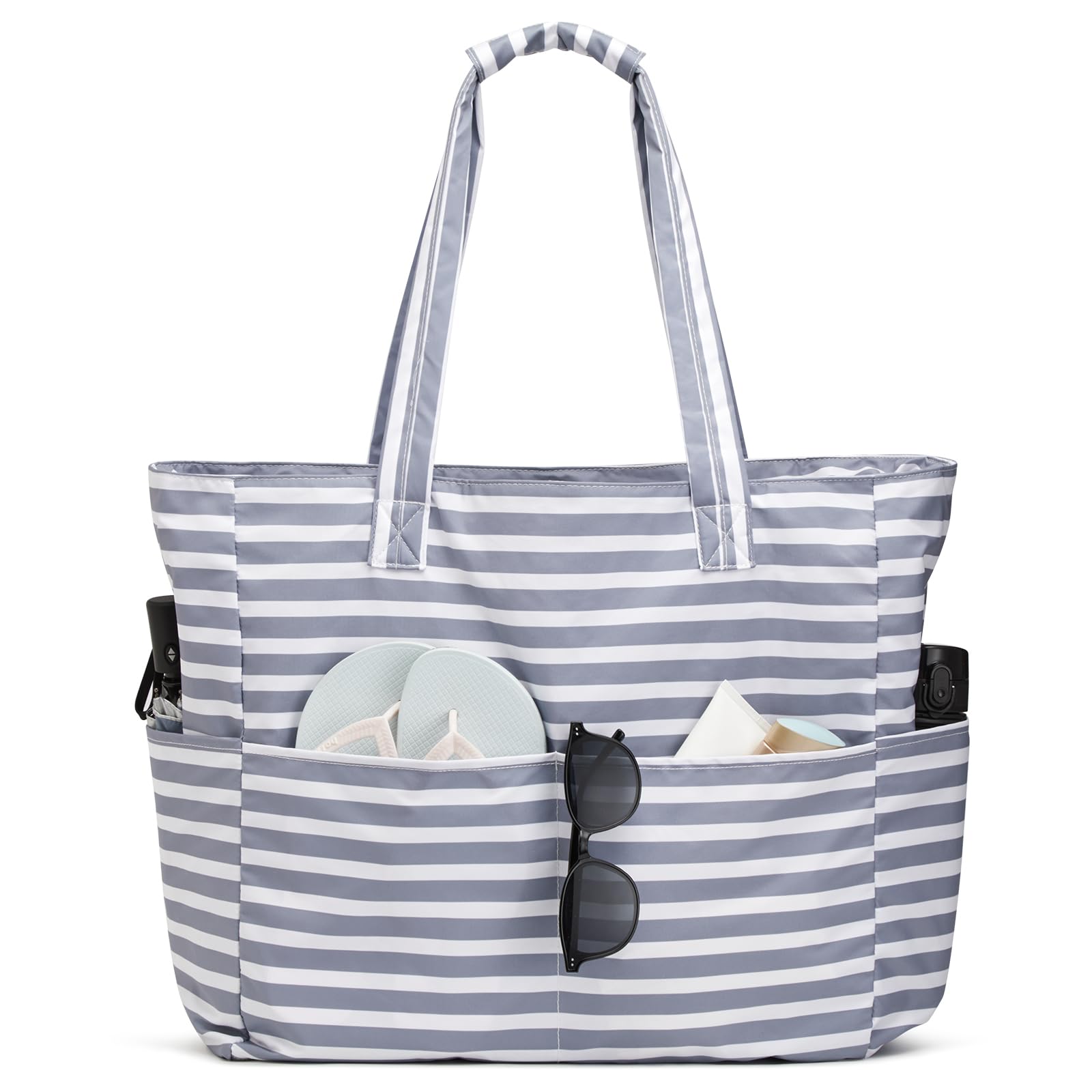 G4Free - Large Foldable Waterproof Sandproof Beach Tote Bag with Zipper -TN25B596D-TN25B596B-TN25B596C-TN25B596A