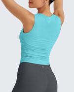 G4Free - Lightbreeze Side Ruched Sleeveless Workout Tops -GF25L322AF-XS-GF25L322AA-S-GF25L322AB-M-GF25L322AC-L-GF25L322AD-XL