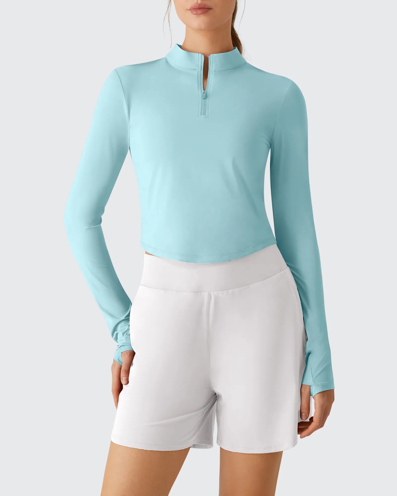 G4Free - Lightbreeze UPF 50+ Sun Thumbholes Quater Zip Shirts -GF26B881A001F-XS