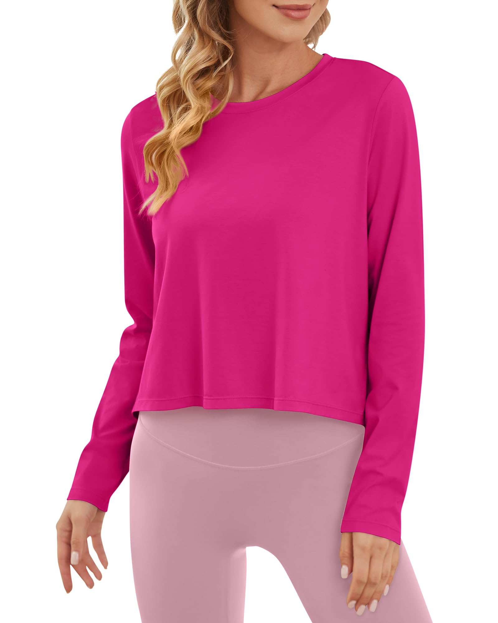 G4Free - Lightweight Cropped Workout Sun Long Sleeve Tops -GF24B209AA-S