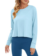 G4Free - Lightweight Cropped Workout Sun Long Sleeve Tops -GF24B209AA-S-GF24B209AB-M-GF24B209AC-L-GF24B209AD-XL-GF24B209AF-XS