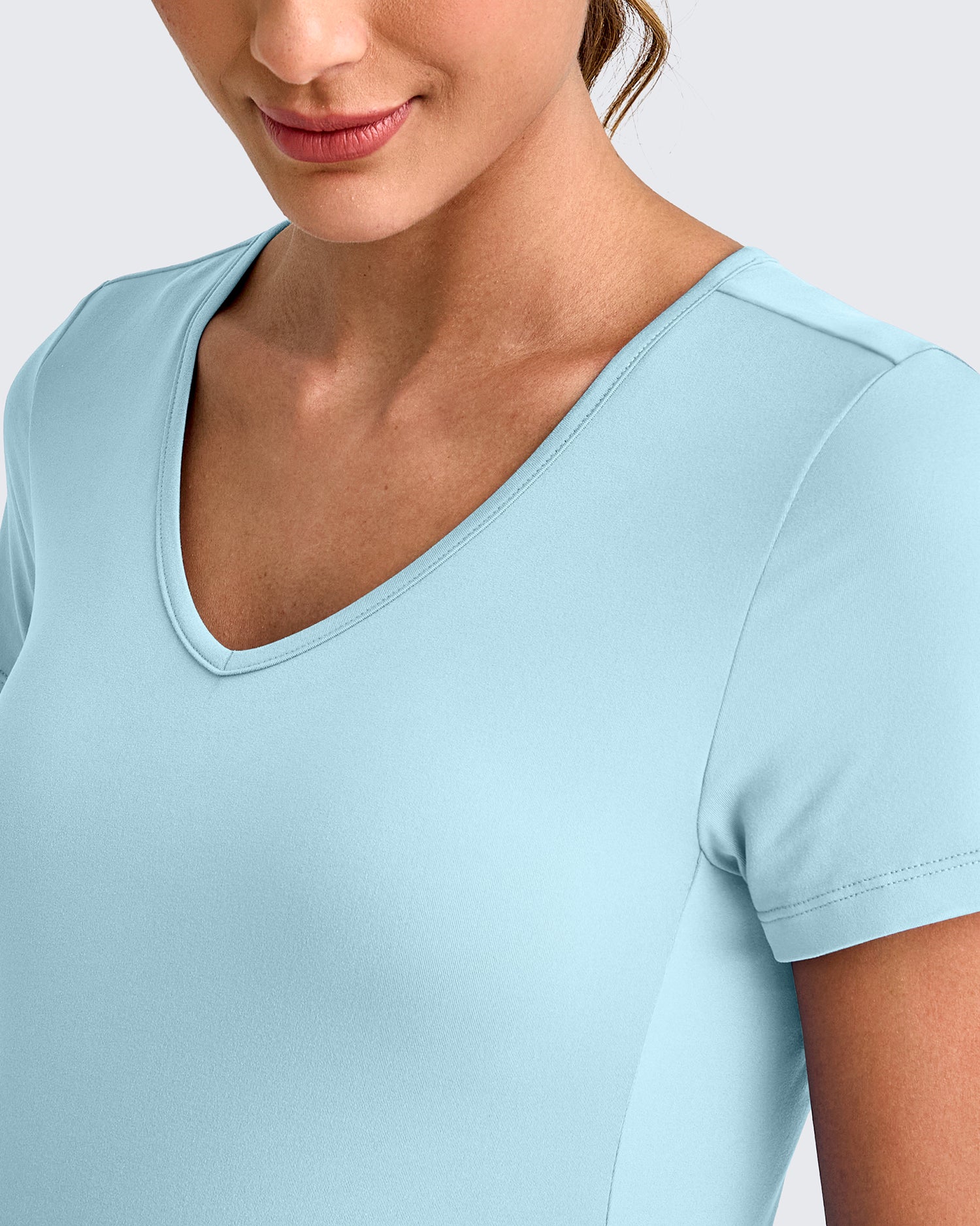 G4Free - Lightweight V Neck Side Ruched Maternity Short Sleeve -GF25KY453BA-S-GF25KY453BB-M-GF25KY453BC-L-GF25KY453BD-XL-GF25KY453BE-XXL
