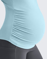 G4Free - Lightweight V Neck Side Ruched Maternity Short Sleeve -GF25KY453BA-S-GF25KY453BB-M-GF25KY453BC-L-GF25KY453BD-XL-GF25KY453BE-XXL