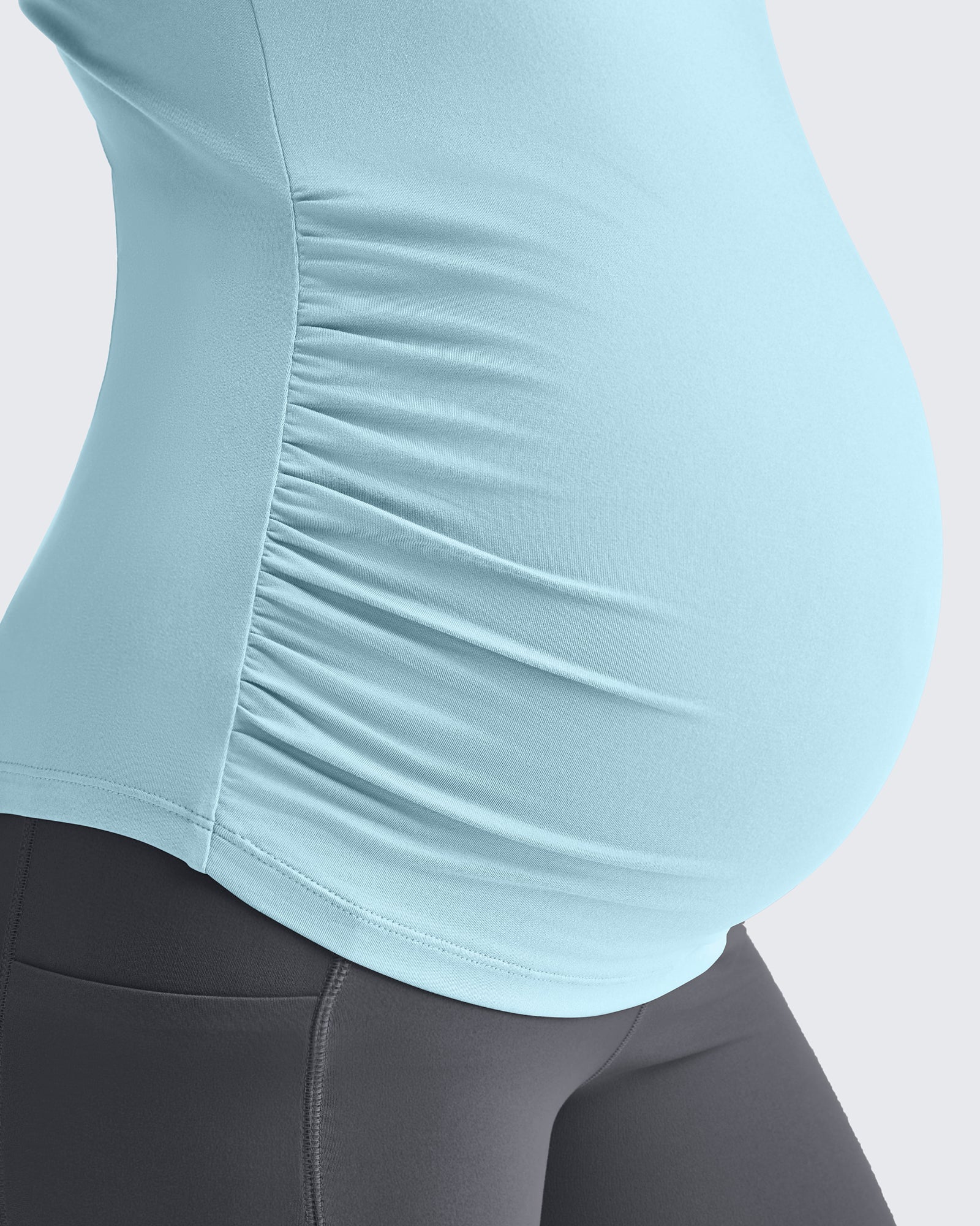 G4Free - Lightweight V Neck Side Ruched Maternity Short Sleeve -GF25KY453BA-S-GF25KY453BB-M-GF25KY453BC-L-GF25KY453BD-XL-GF25KY453BE-XXL