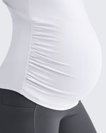 G4Free - Lightweight V Neck Side Ruched Maternity Short Sleeve -GF25KY453BA-S-GF25KY453BB-M-GF25KY453BC-L-GF25KY453BD-XL-GF25KY453BE-XXL
