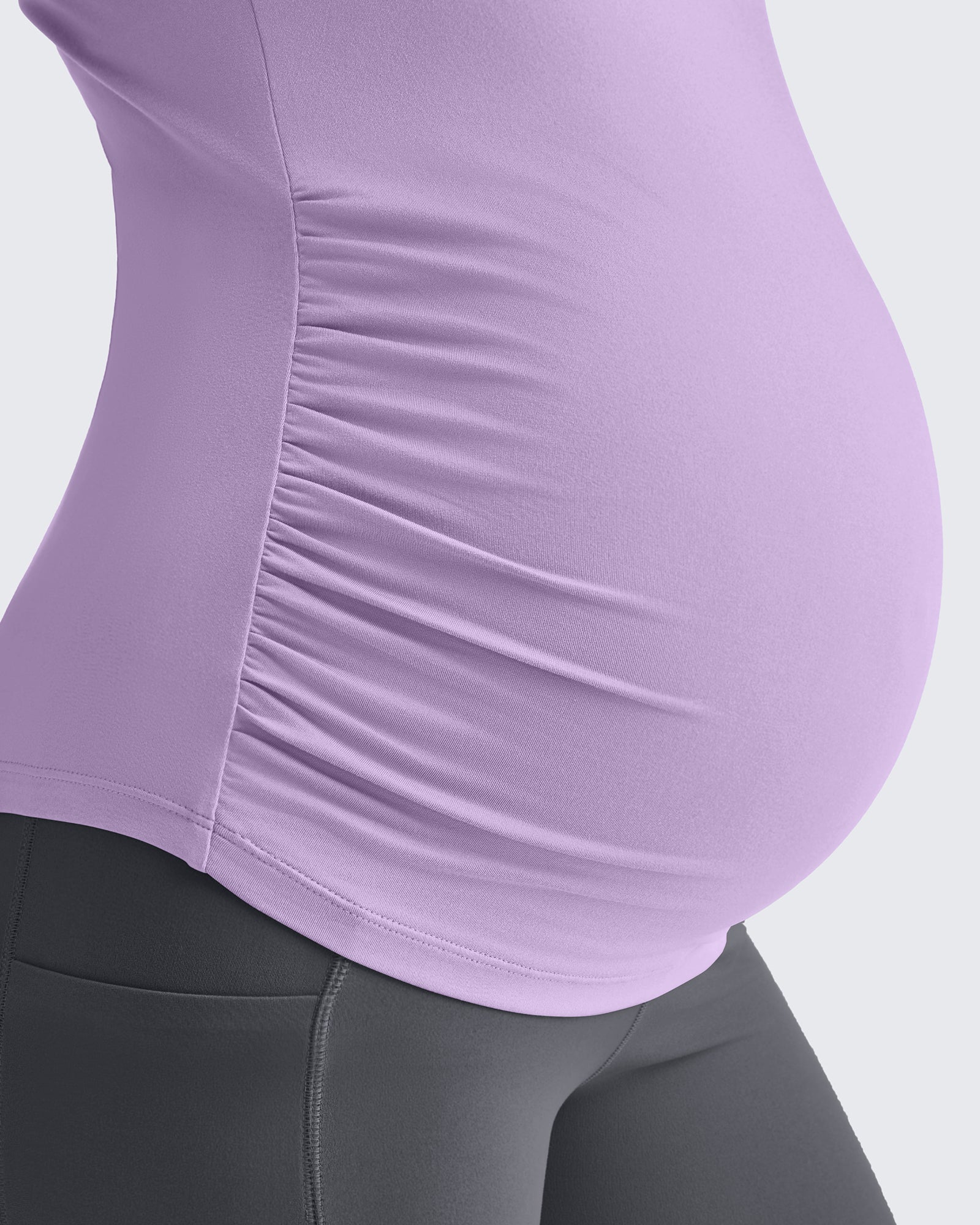 G4Free - Lightweight V Neck Side Ruched Maternity Short Sleeve -GF25KY453BA-S-GF25KY453BB-M-GF25KY453BC-L-GF25KY453BD-XL-GF25KY453BE-XXL