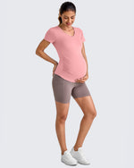 G4Free - Lightweight V Neck Side Ruched Maternity Short Sleeve -GF25KY453BA-S-GF25KY453BB-M-GF25KY453BC-L-GF25KY453BD-XL-GF25KY453BE-XXL