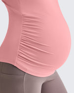 G4Free - Lightweight V Neck Side Ruched Maternity Short Sleeve -GF25KY453BA-S-GF25KY453BB-M-GF25KY453BC-L-GF25KY453BD-XL-GF25KY453BE-XXL