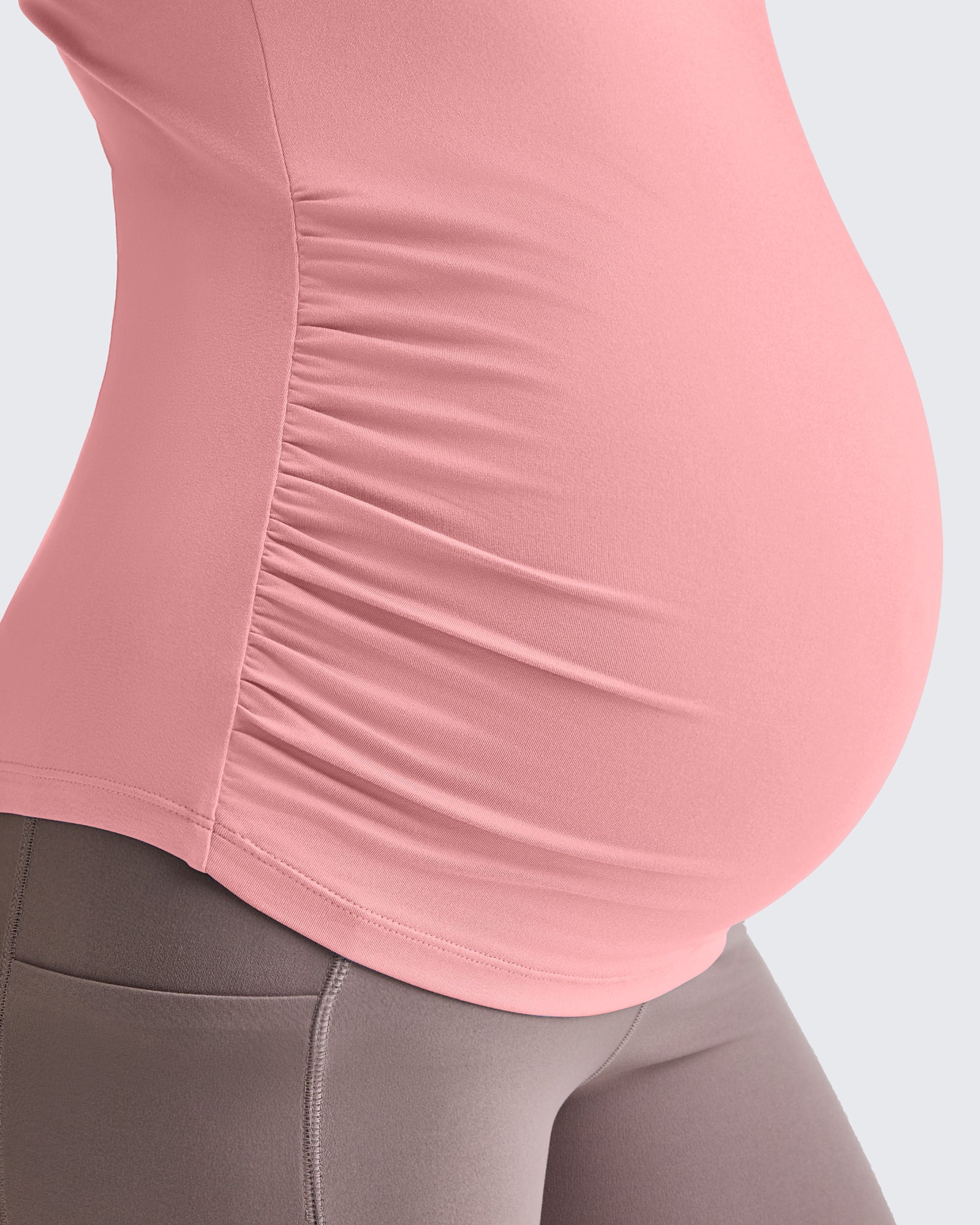 G4Free - Lightweight V Neck Side Ruched Maternity Short Sleeve -GF25KY453BA-S-GF25KY453BB-M-GF25KY453BC-L-GF25KY453BD-XL-GF25KY453BE-XXL