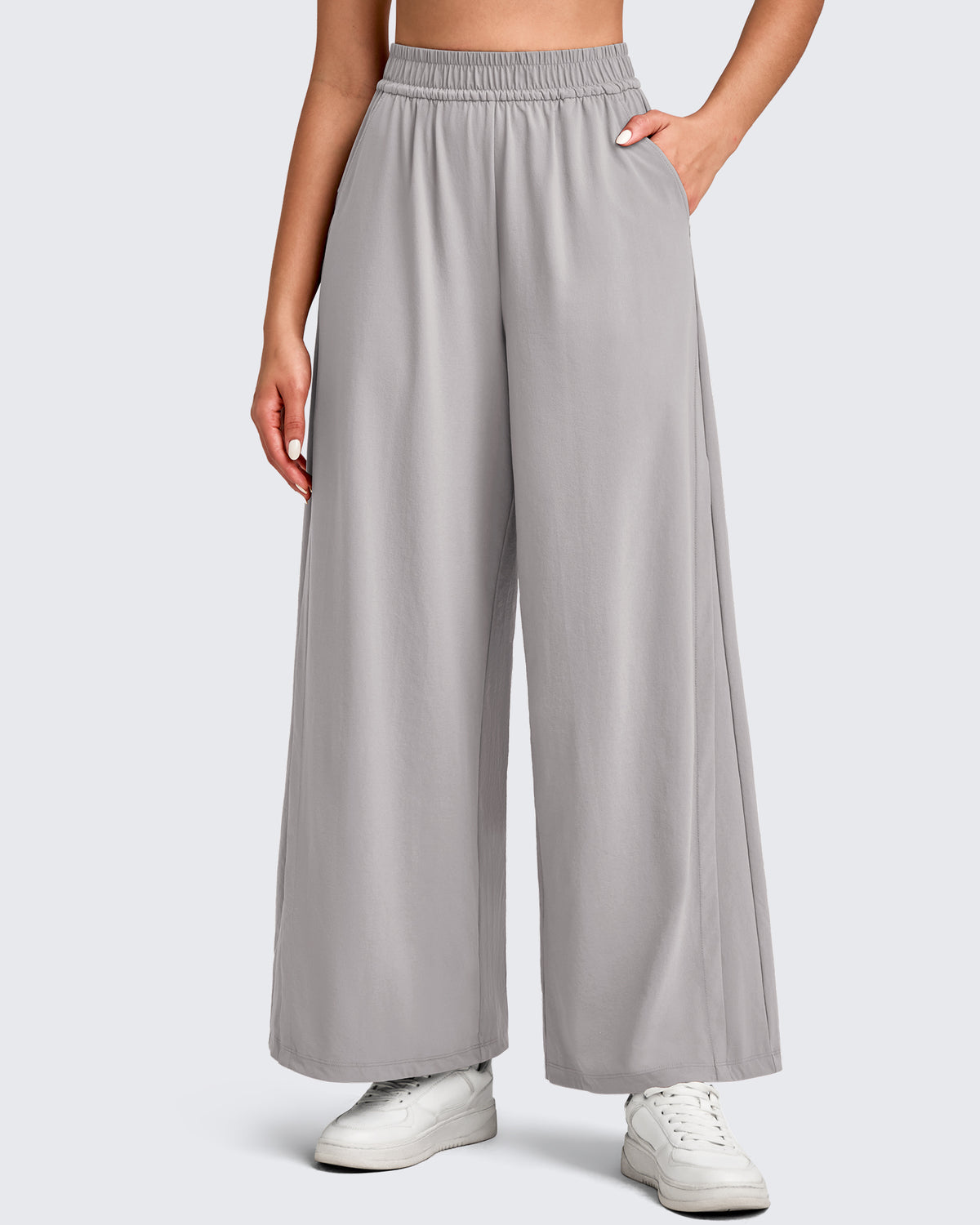G4Free - Lightweight Wide Leg Palazzo Ankle Pants -GF25J497DA-S