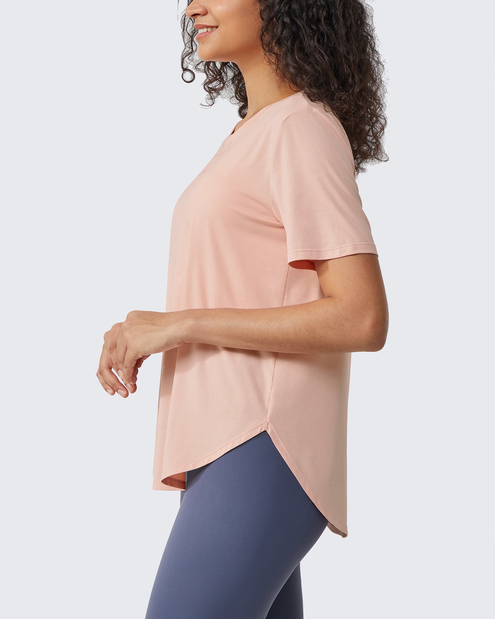 G4Free - Loose Hip Length Short Sleeve Workout Tops -GF24B198AA-S