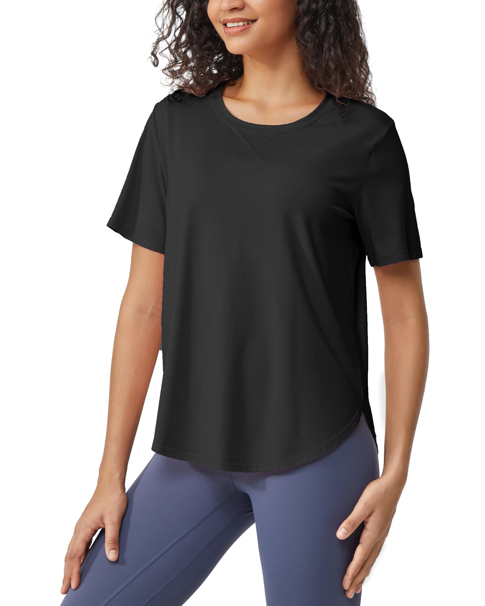 G4Free - Loose Hip Length Short Sleeve Workout Tops -GF24B198AA-S-GF24B198AB-M-GF24B198AC-L-GF24B198AD-XL-GF24B198AE-XXL