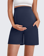 G4Free - Over The Belly Pregnancy Athletic Shorts 6'' -GF25EY556AF-XS-GF25EY556AA-S-GF25EY556AB-M-GF25EY556AC-L-GF25EY556AD-XL