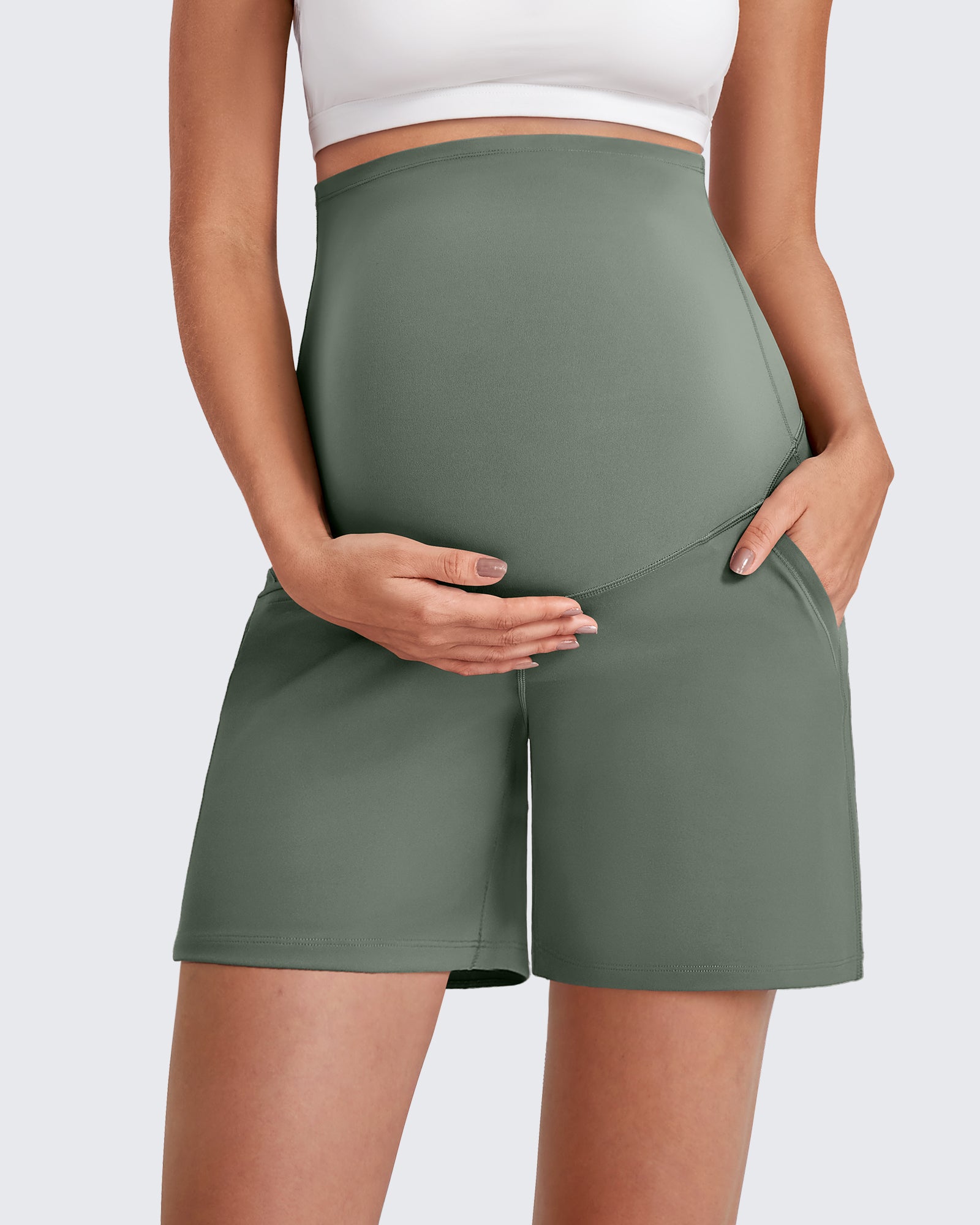 G4Free - Over The Belly Pregnancy Athletic Shorts 6'' -GF25EY556HF-XS