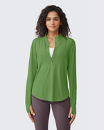 G4Free - Quick Dry High Neck Sun Half Zip Tops -GF23B126KF-XS