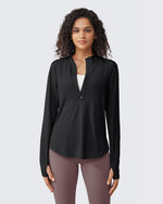G4Free - Quick Dry High Neck Sun Half Zip Workout Tops -GF23B126GF-XS