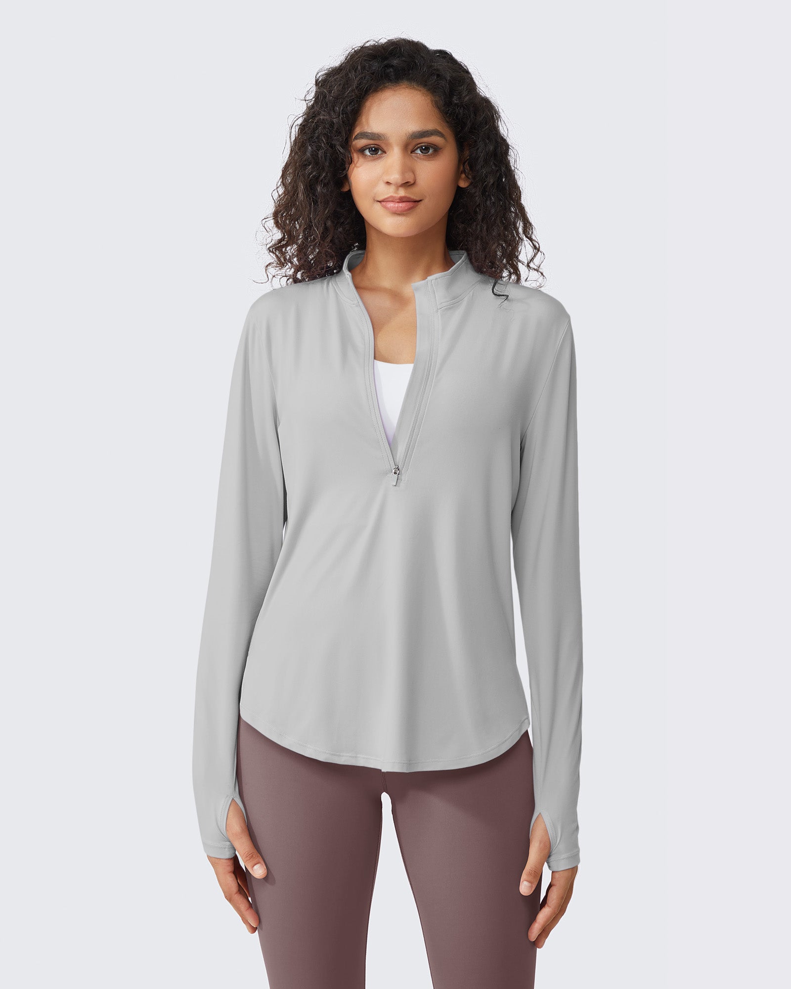 G4Free - Quick Dry High Neck Sun Half Zip Workout Tops -GF23B126KF-XS