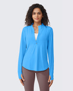 G4Free - Quick Dry High Neck Sun Half Zip Workout Tops -GF23B126KF-XS